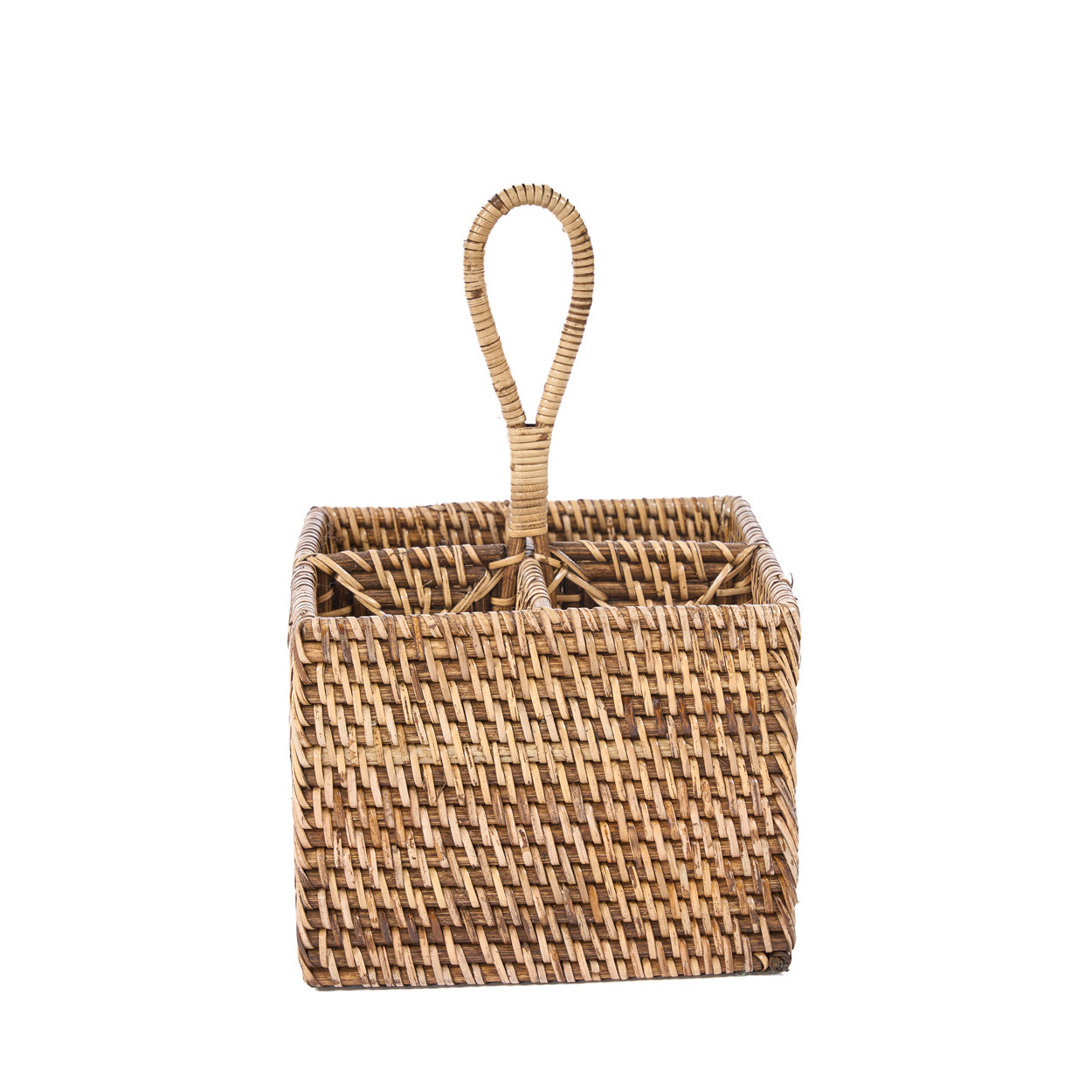 The Rattan Cutlery Caddy No. 4 - Natural Brown