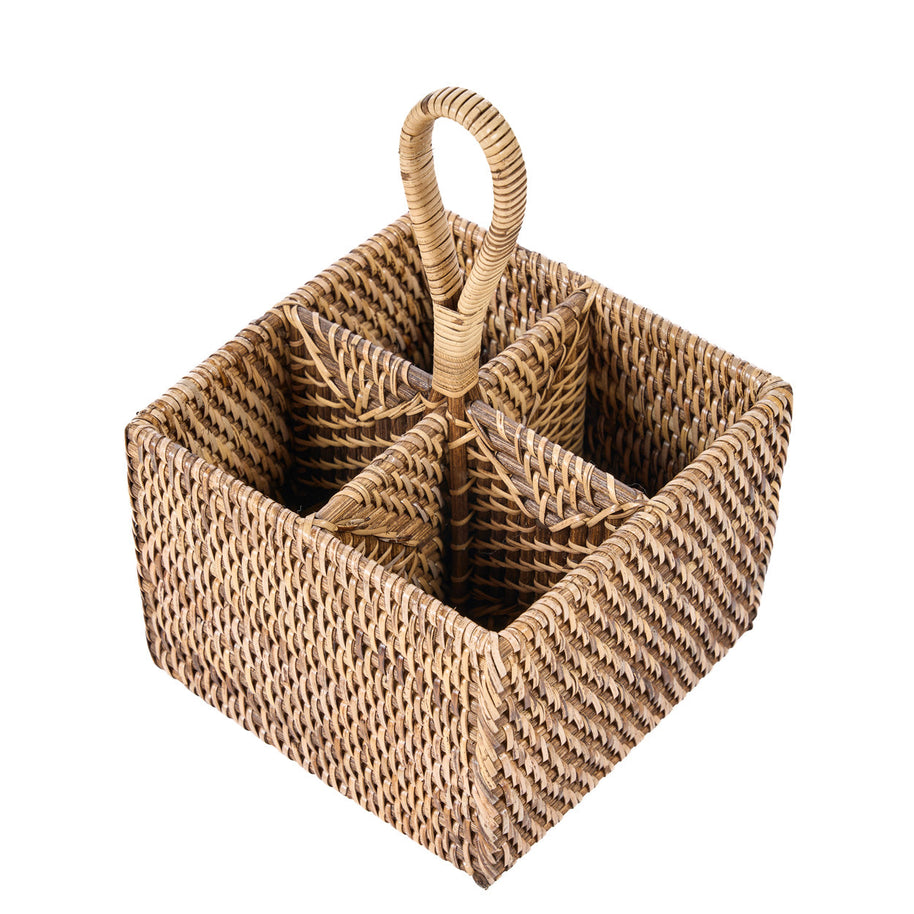 The Rattan Cutlery Caddy No. 4 - Natural Brown