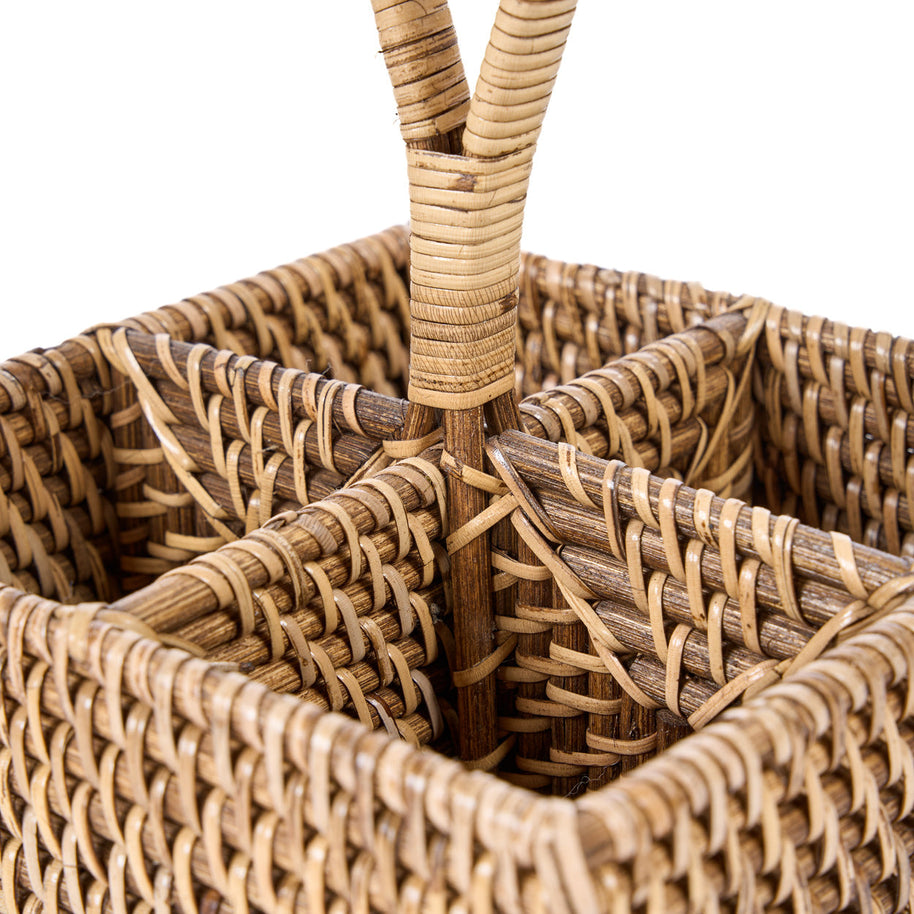 The Rattan Cutlery Caddy No. 4 - Natural Brown