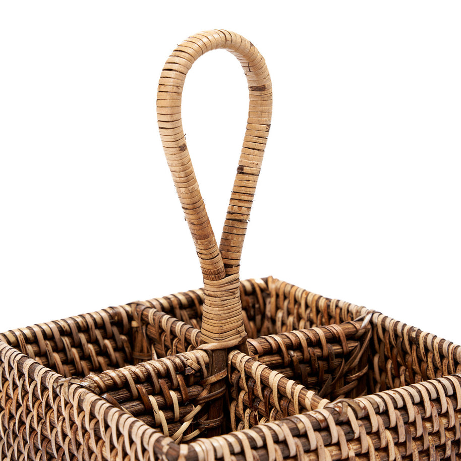 The Rattan Cutlery Caddy No. 4 - Natural Brown