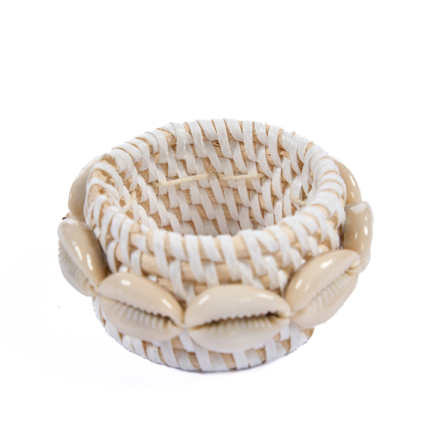 The Rattan Shell Napkin Ring - White
