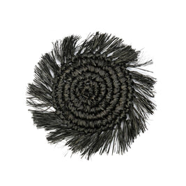 The Fringe Raffia Coaster - Black