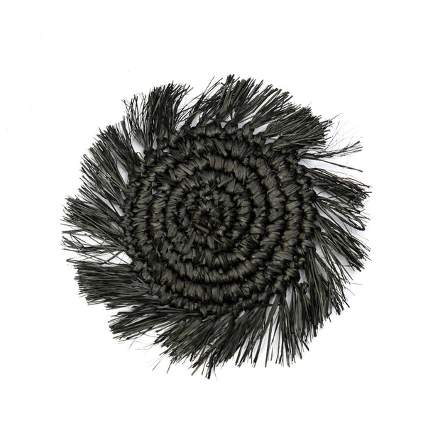 The Fringe Raffia Coaster - Black