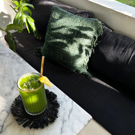 The Fringe Raffia Coaster - Black