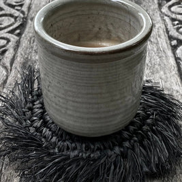 The Fringe Raffia Coaster - Black
