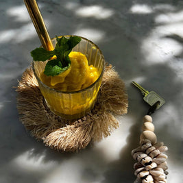 The Fringe Raffia Coaster - Natural