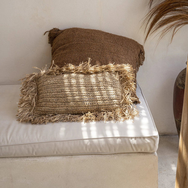 Rectangular Raffia Cushion Cover - Natural - 30 x 50 cm