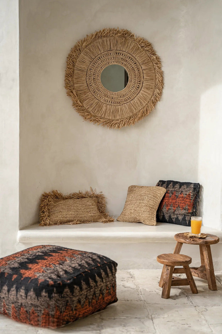 Rectangular Raffia Cushion Cover - Natural - 30 x 50 cm
