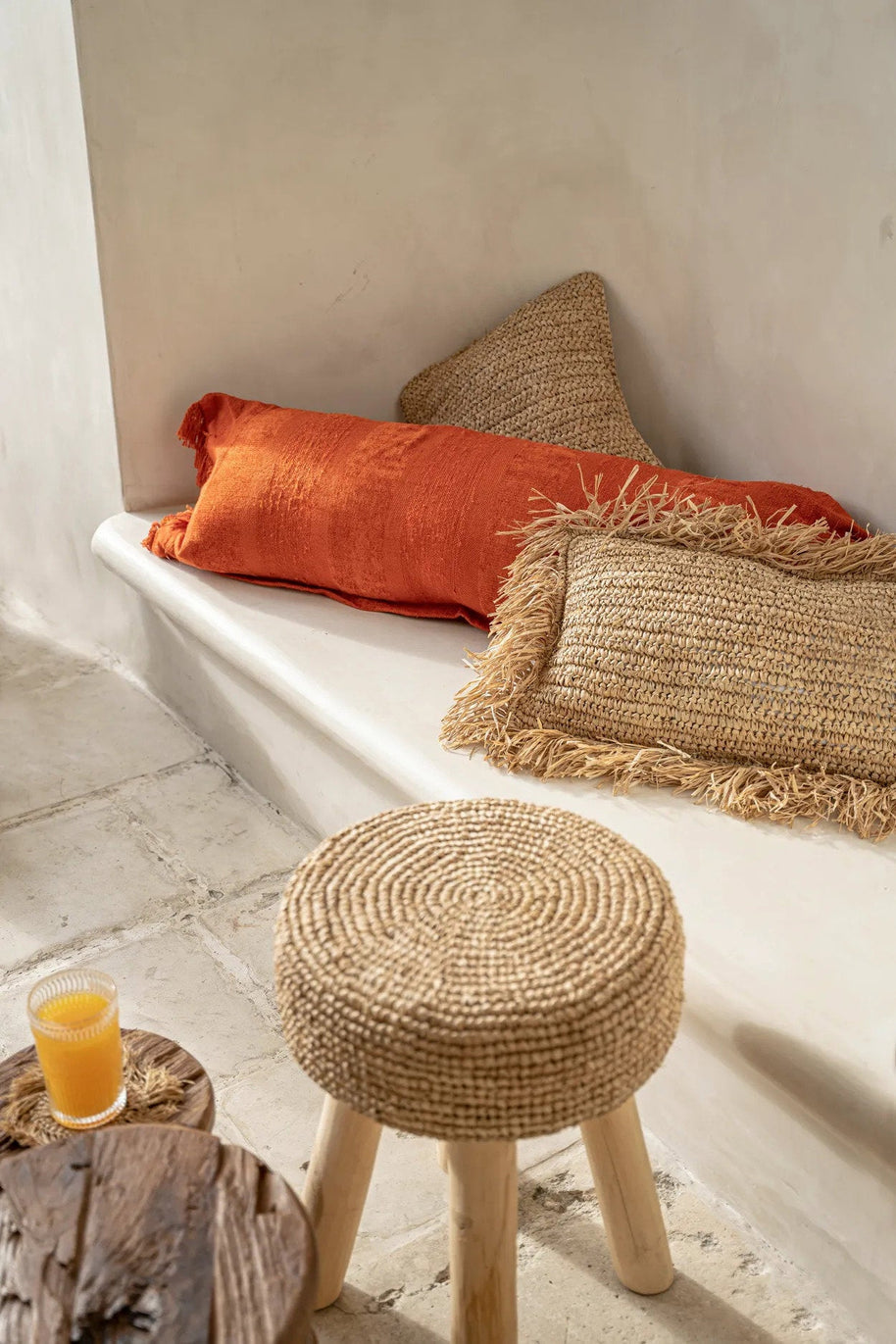 Rectangular Raffia Cushion Cover - Natural - 30 x 50 cm