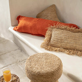 Rectangular Raffia Cushion Cover - Natural - 30 x 50 cm
