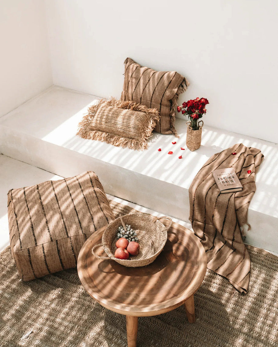 Rectangular Raffia Cushion Cover - Natural - 30 x 50 cm