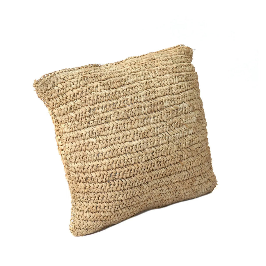 Raffia Flores Square Cushion Cover - Natural - 40 x 40 cm