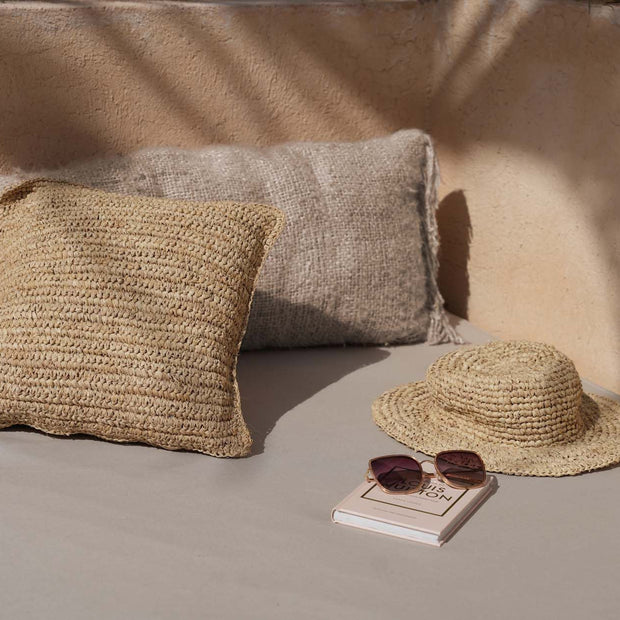 Raffia Flores Square Cushion Cover - Natural - 40 x 40 cm