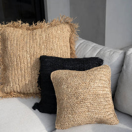 Raffia Flores Square Cushion Cover - Natural - 40 x 40 cm