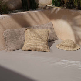 Raffia Flores Square Cushion Cover - Natural - 40 x 40 cm