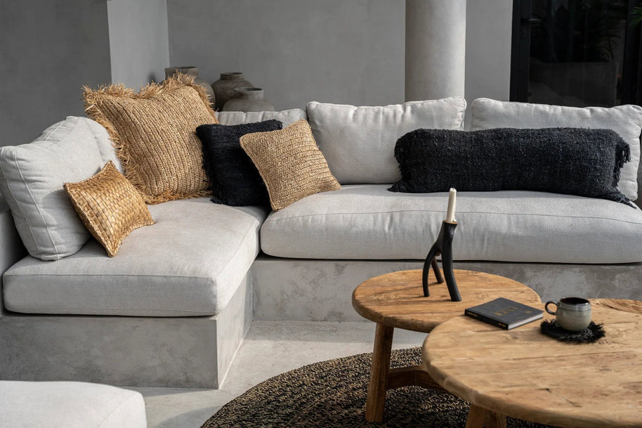Raffia Flores Square Cushion Cover - Natural - 40 x 40 cm