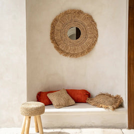 Raffia Flores Square Cushion Cover - Natural - 40 x 40 cm