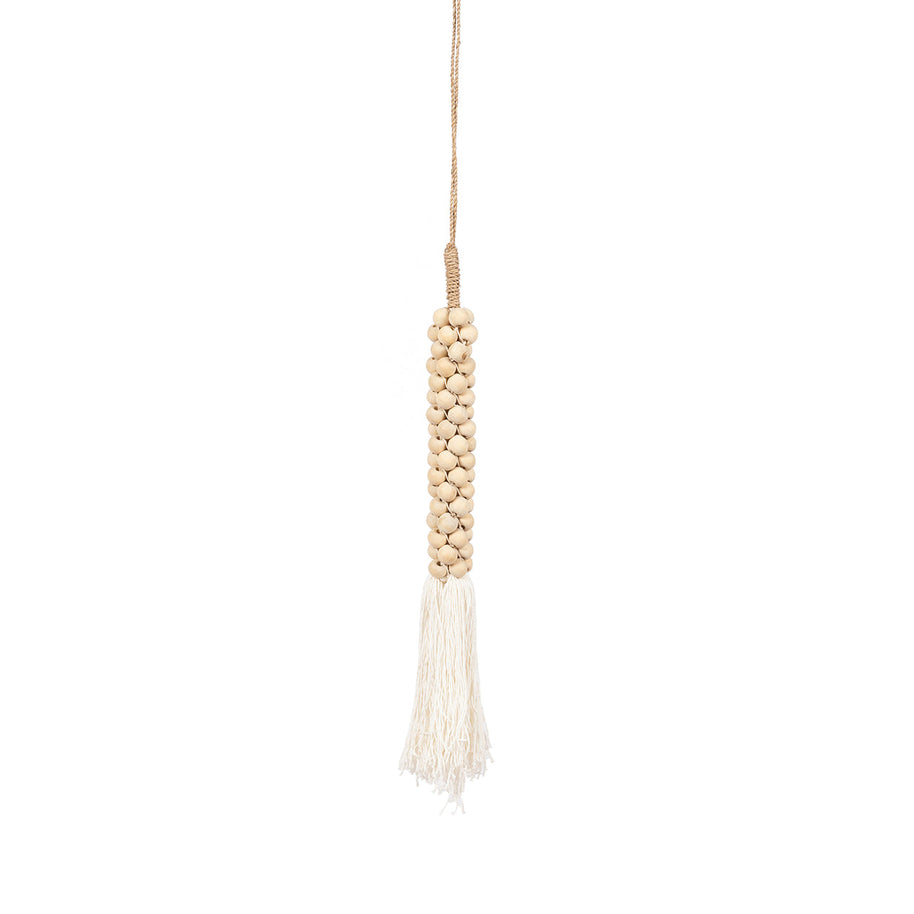 The Wooden Beads with Cotton Tassel - Natural White