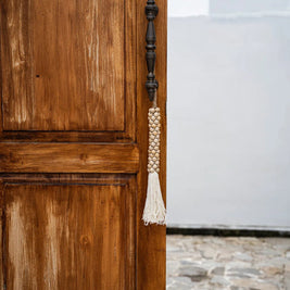 The Wooden Beads with Cotton Tassel - Natural White