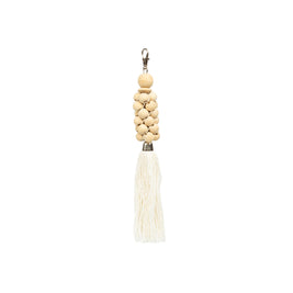 The Wooden Beads Keychain - Natural White