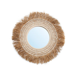 The Raffia Cowrie Mirror - Natural White