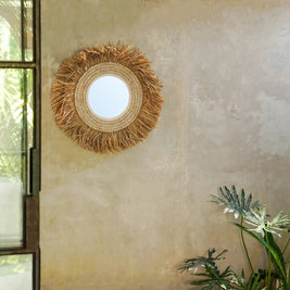 The Raffia Cowrie Mirror - Natural White