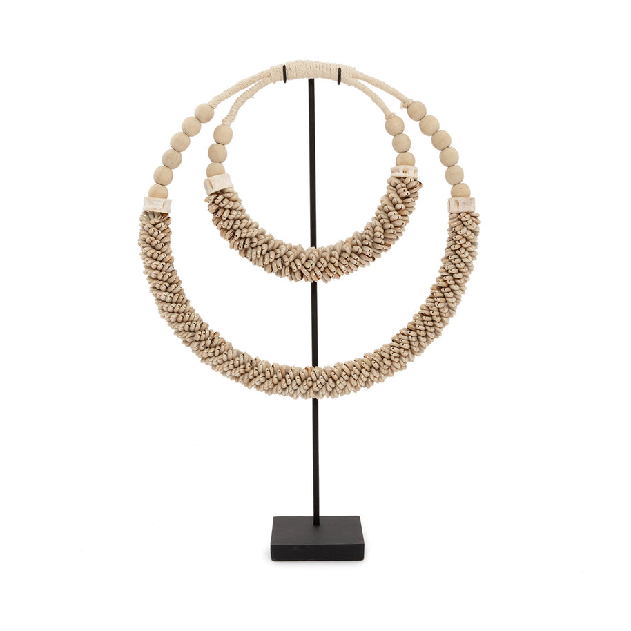 The Double-Shell Necklace on Stand - Natural