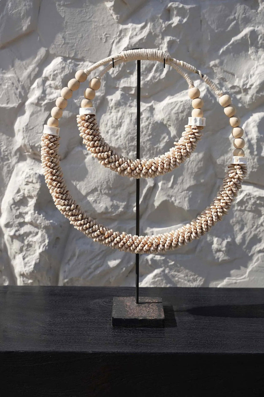 The Double-Shell Necklace on Stand - Natural