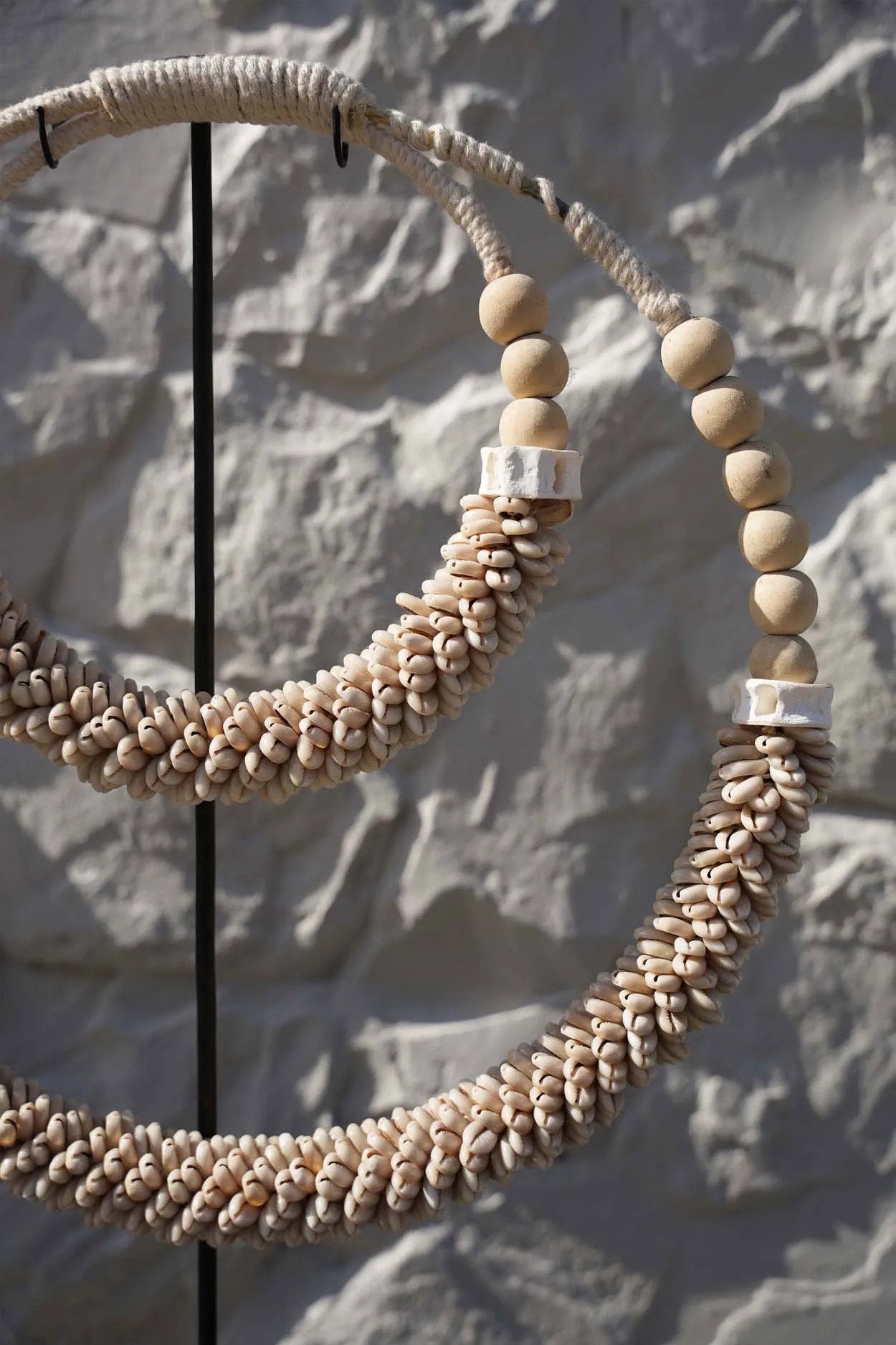 The Double-Shell Necklace on Stand - Natural