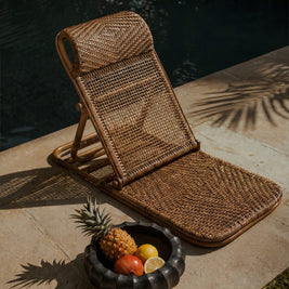 The Rattan Floor Lounger - Dark Walnut
