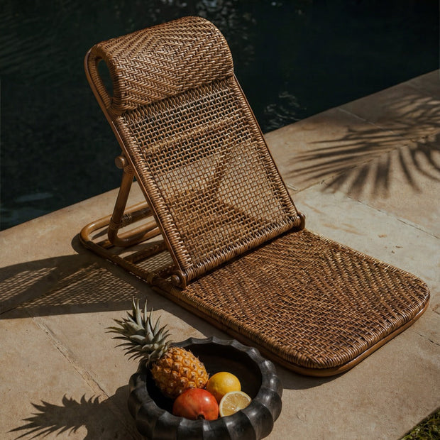 The Rattan Floor Lounger - Dark Walnut