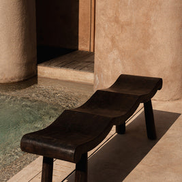 The Lombok Wave Bench - Dark Walnut - M