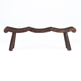 The Lombok Wave Bench - Dark Walnut - M