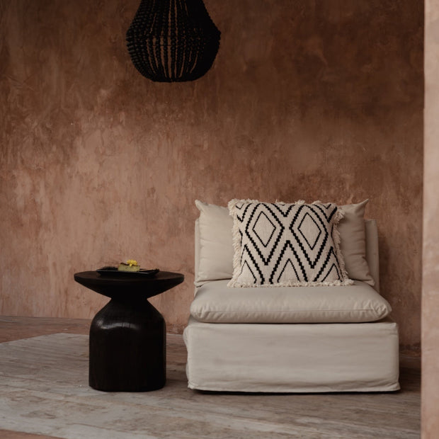 The Sahara Diamond Cushion Cover - Natural Black