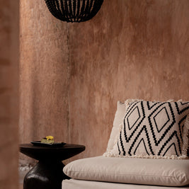 The Sahara Diamond Cushion Cover - Natural Black