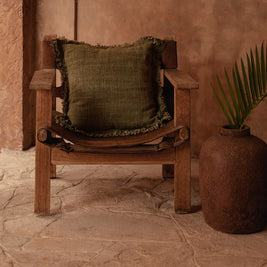 The Jungle Fringe Cushion Cover - Green