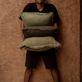 The Jungle Fringe Cushion Cover - Green