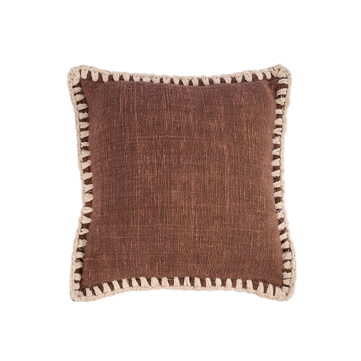 The Espresso Edge Cushion Cover - Brown and White