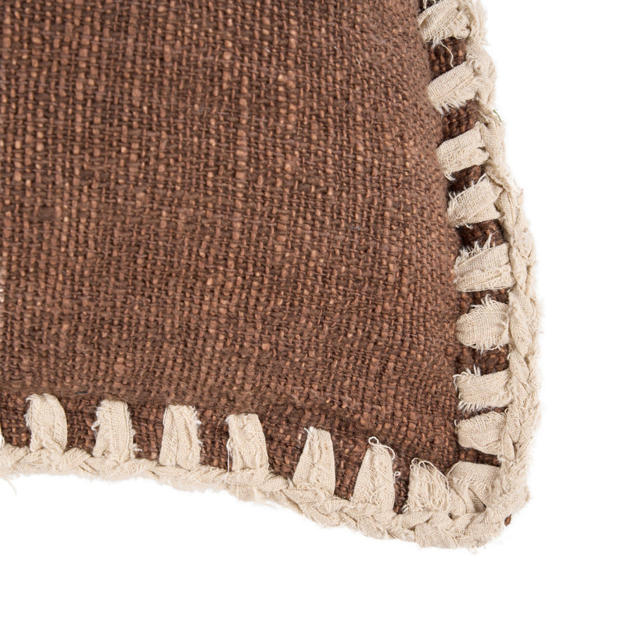 The Espresso Edge Cushion Cover - Brown and White