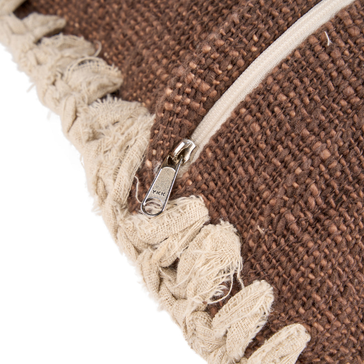 The Espresso Edge Cushion Cover - Brown and White