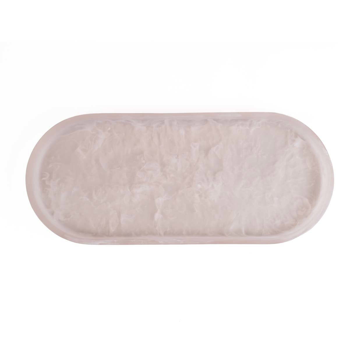 The Resin Oval Plate - Pink and White
