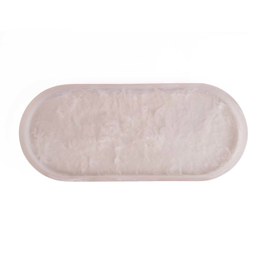 The Resin Oval Plate - Pink and White