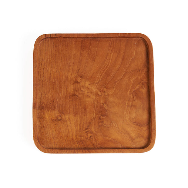 Quadratischer Teak-Teller - Natur - XS