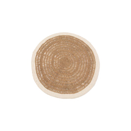 Seagrass and Cotton Round Rug - Natural White - 100 cm