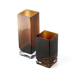 Die quaderförmige bernsteinfarbene Vase - Bernstein - S