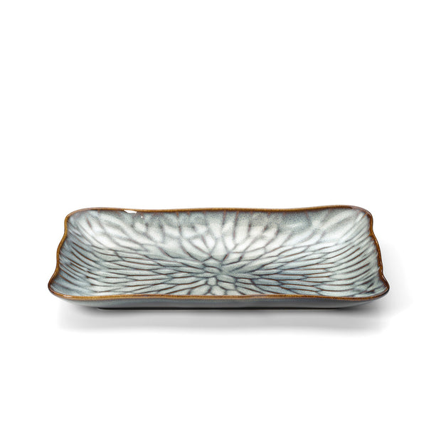 The Lotus Ice Rechteckiger Teller - Grau-Braun - L