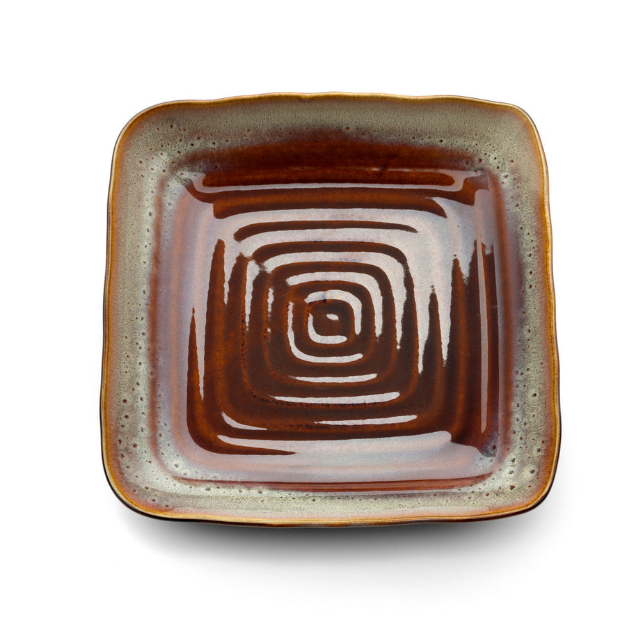 The Smoked Horizon Square Plate - Brown-Grey - M