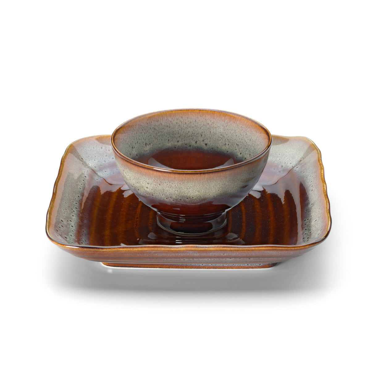 The Smoked Horizon Square Plate - Brown-Grey - M