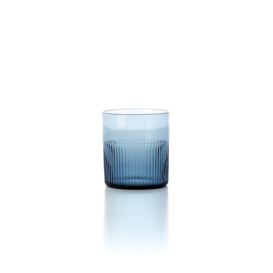 Gerippter, azurblauer Niedrigtumbler