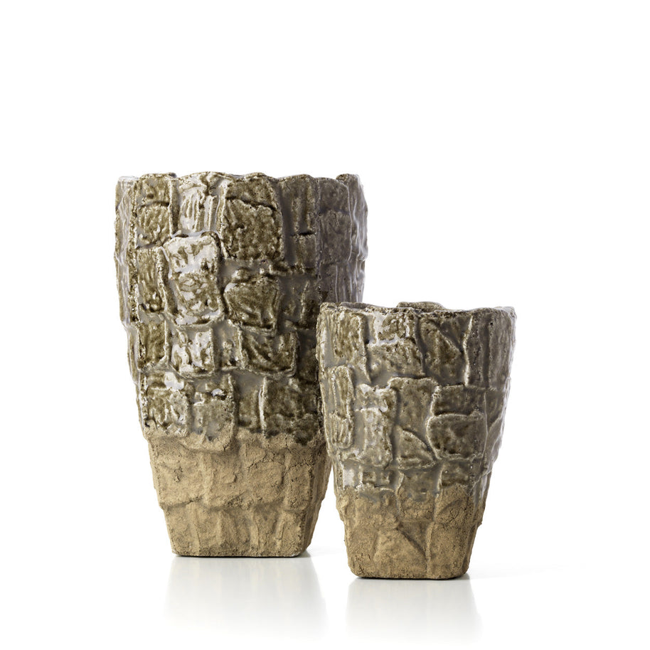 The Rock-Textured Vase - Grey Stone - Small